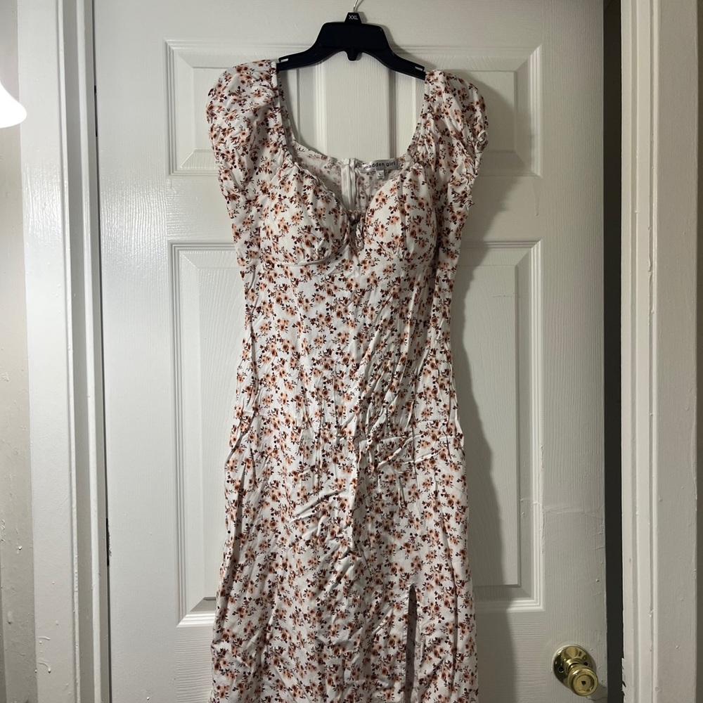 Madden Girl White and Red Floral Midi Dress